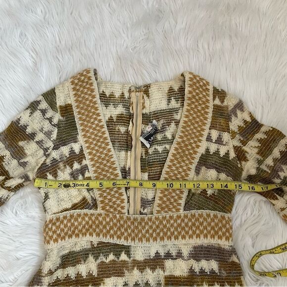 Rare Jean Varon vintage 1970’s ombre geometric wool knit boho maxi dress S - Picture 10 of 16